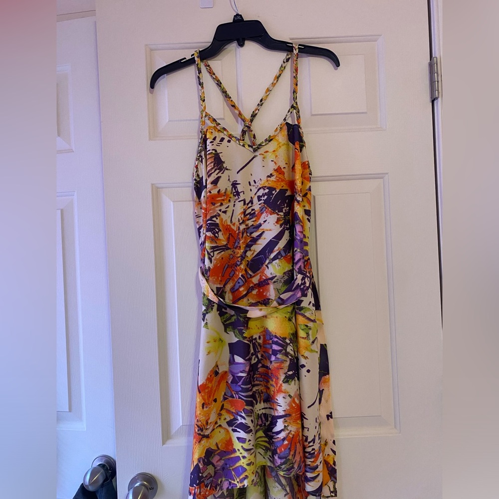 Tropical print high-low sundress